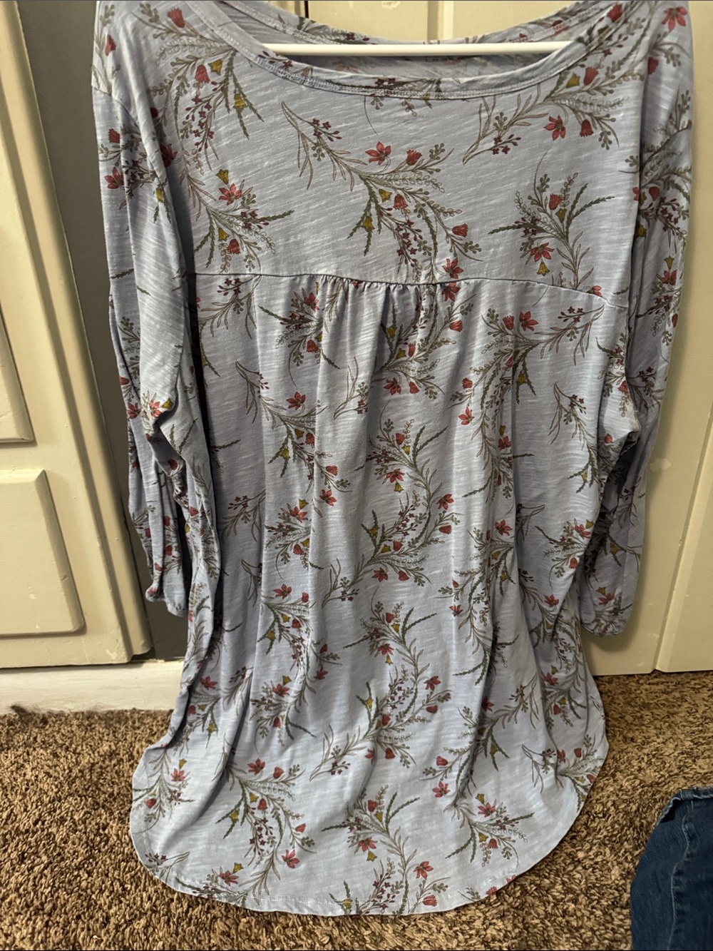 Light Blue Floral Tunic Top